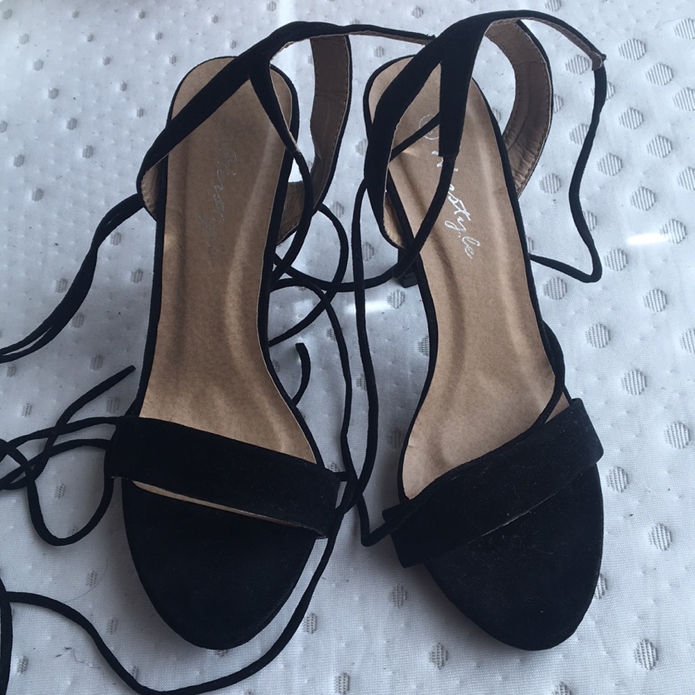 Black lace up heels